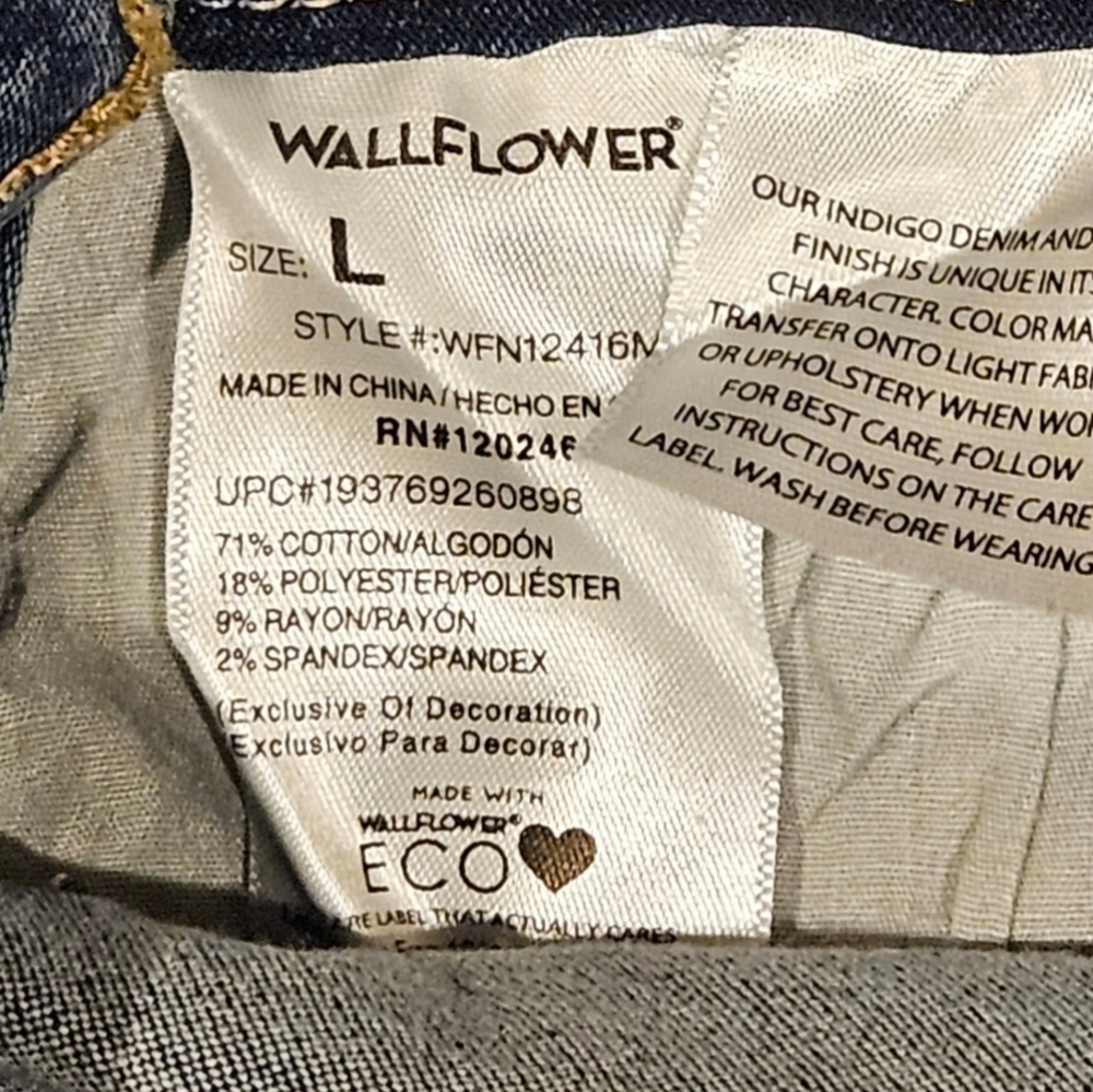 NWT WALLFLOWER Junior's Denim Overalls - Size Large - Picture 11 of 11